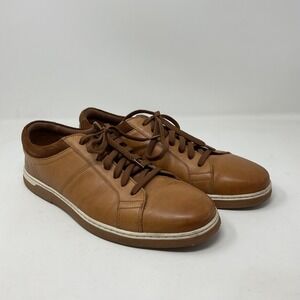 Hush Puppies Mens Bounce Leather Sneakers Tan Brown Wide Fit Size 10.5W HPM10452